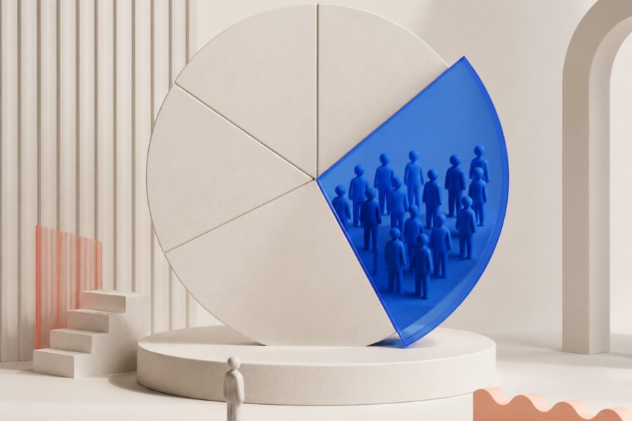 Det blå segment illustreret
