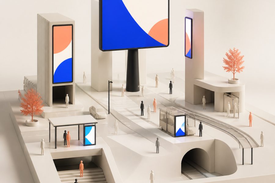 DOOH (Digital Out-of-Home) Advertising illustreret