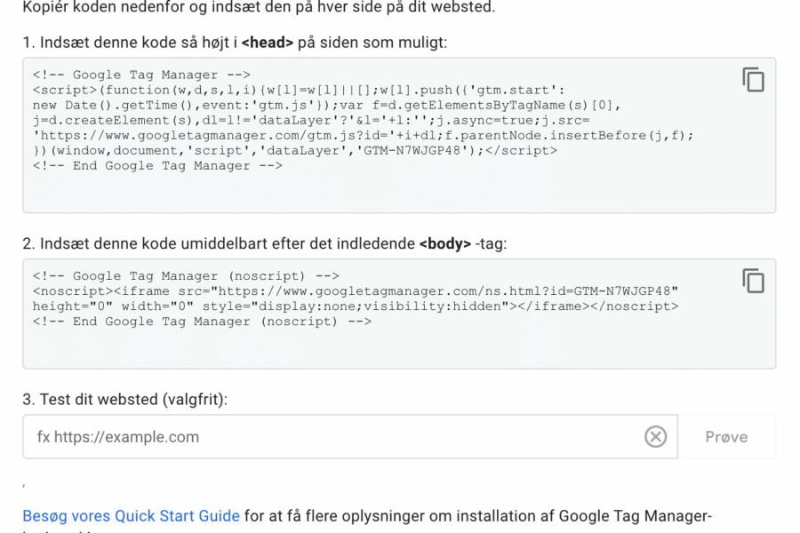 Opret og del adgang til Google Tag Manager