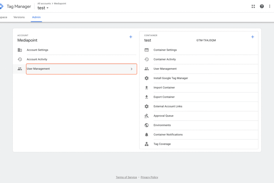 Opret og del adgang til Google Tag Manager