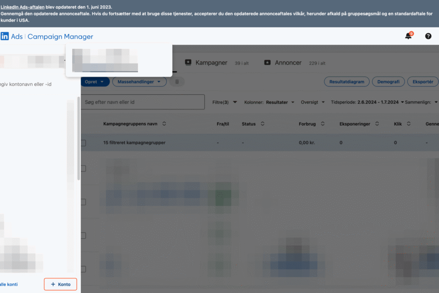 Opret og del adgang til LinkedIn annoncekonto