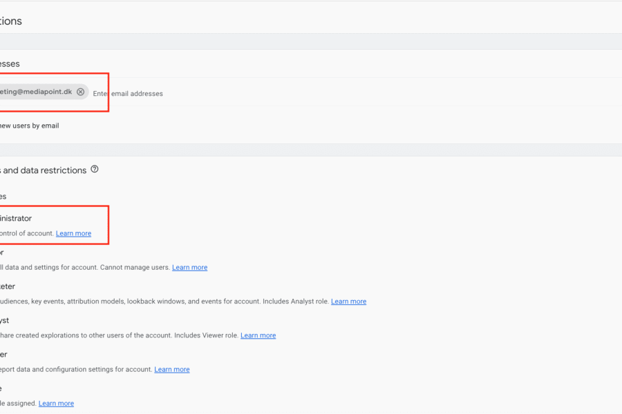 Oprettelse og adgang på Google Analytics