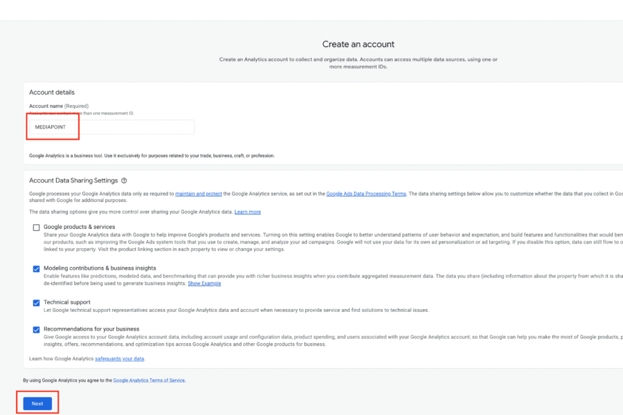Oprettelse og adgang på Google Analytics