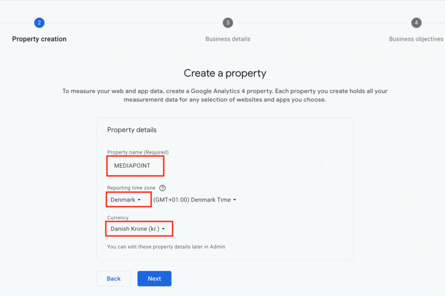 Oprettelse og adgang på Google Analytics