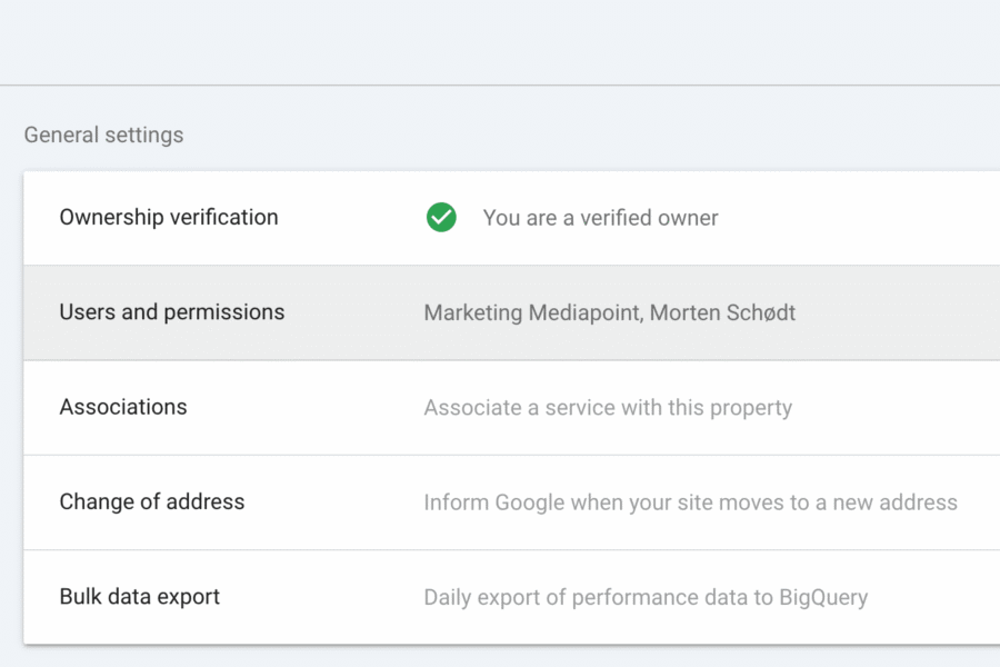 Oprettelse og del adgang på Google Search Console