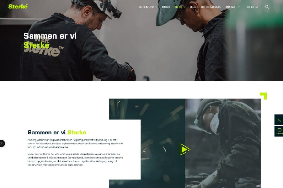 Forsiden af Sterkes hjemmeside