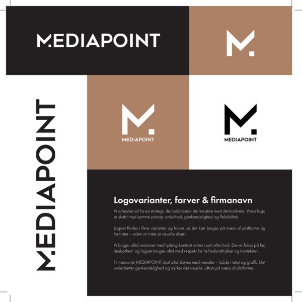 Opslag med logovarianter og farver fra MEDIAPOINTs designmanual