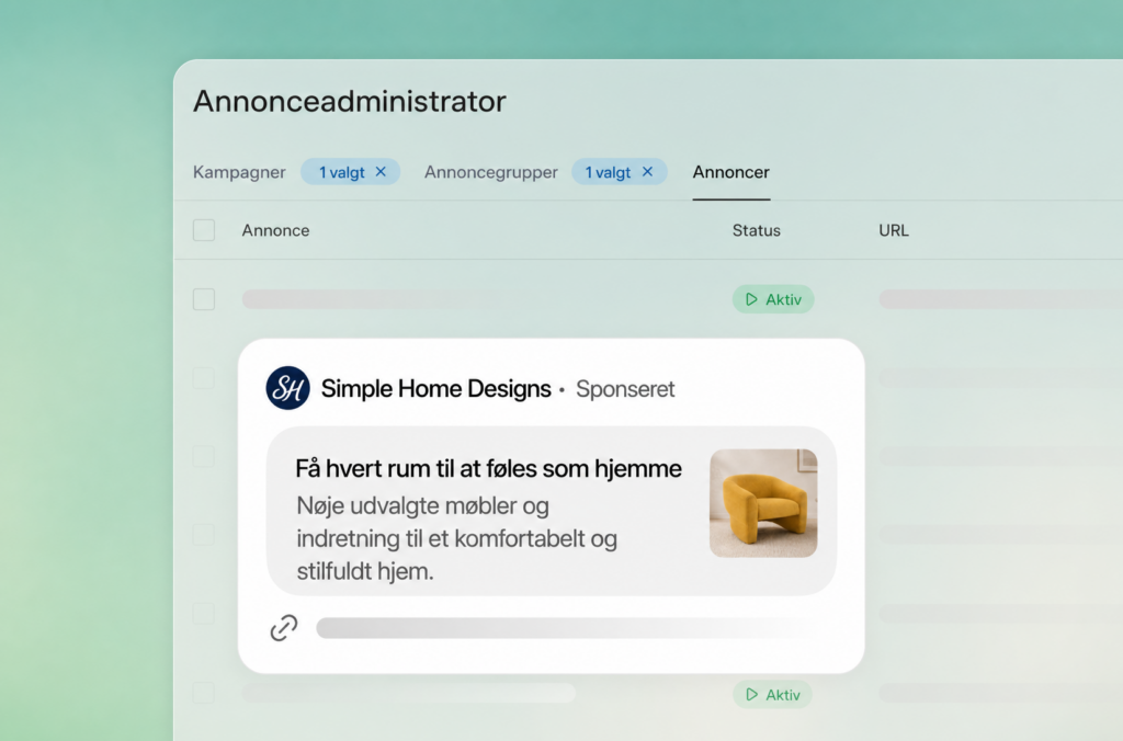 Annonceadministratoren i ChatGPT med en annonce markeret som sponsoreret