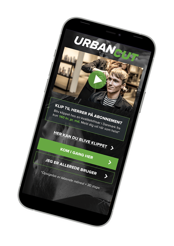 Mobil version af website for Urbancut