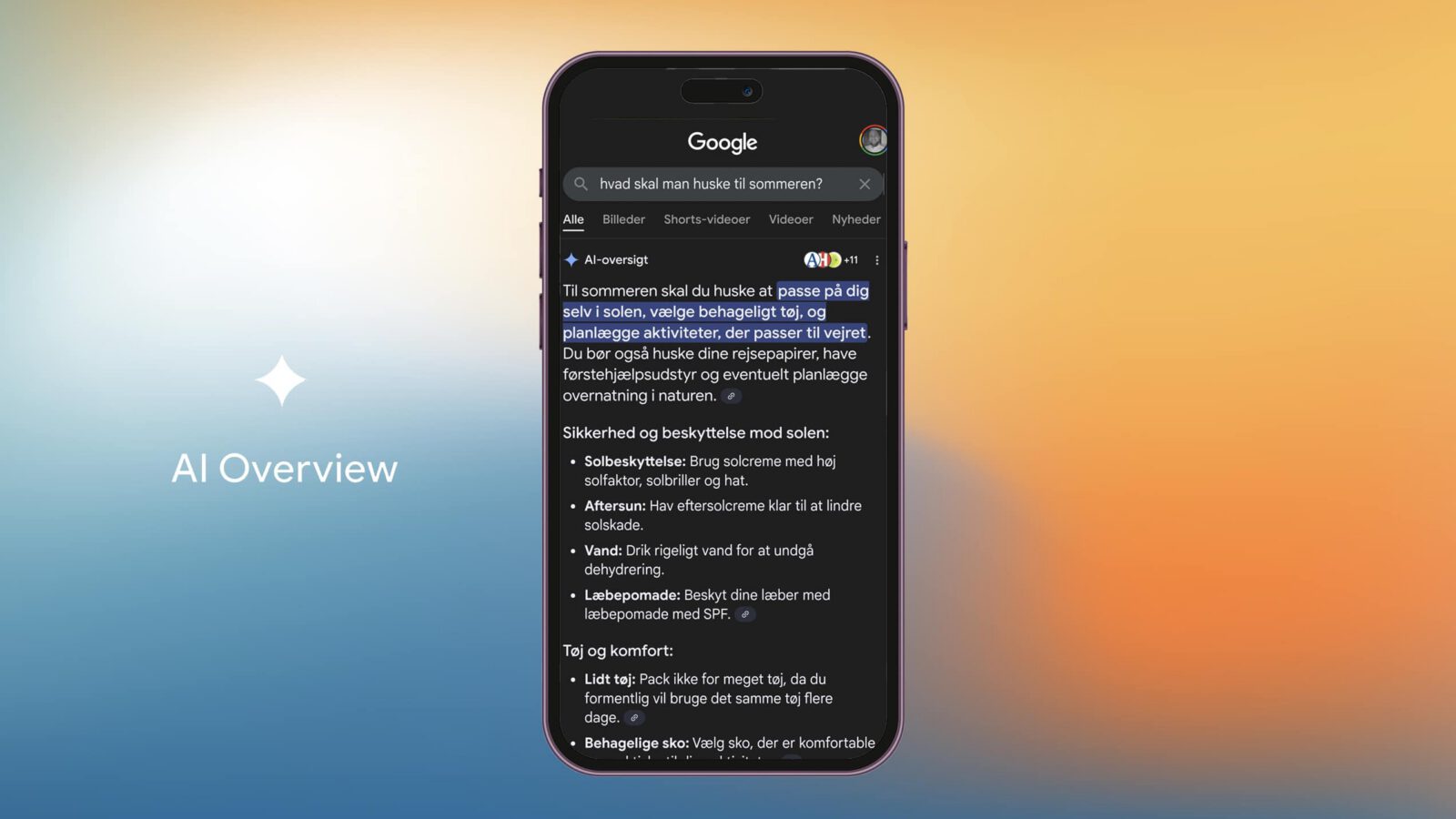 Google AI overviews er nu live i Danmark