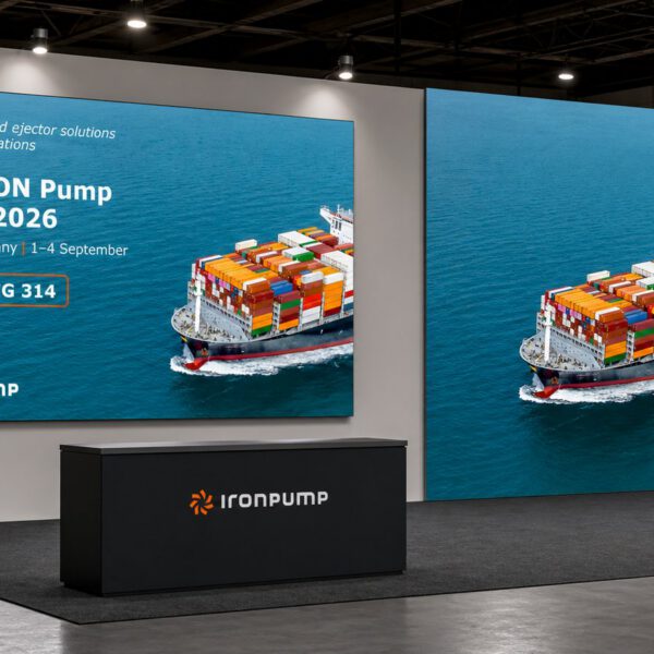 Messestand udviklet af MEDIAPOINT for IRON Pump