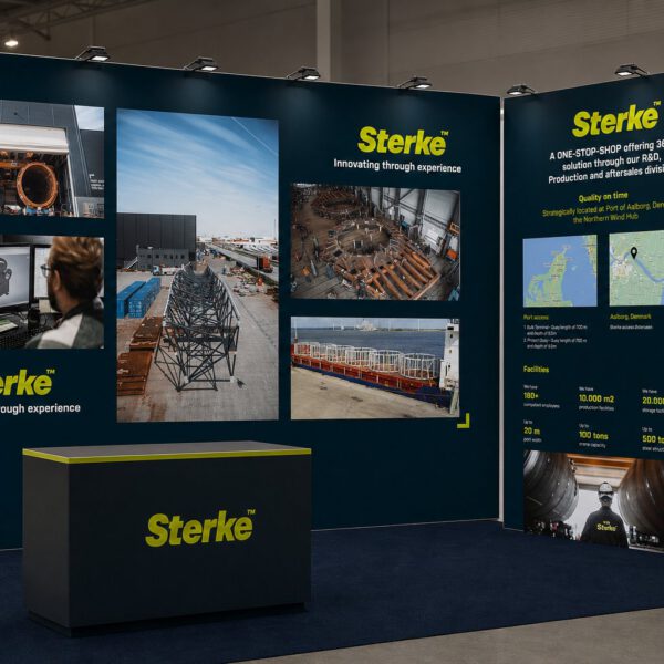 Messestand udviklet af MEDIAPOINT for Sterke
