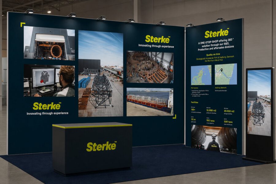 Messestand udviklet af MEDIAPOINT for Sterke